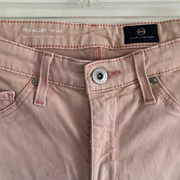 AG Adriano Goldschmied Light Pink ‘The Abbey Ankle’ Mid Rise Super Skinny Jeans - Picture 5 of 6